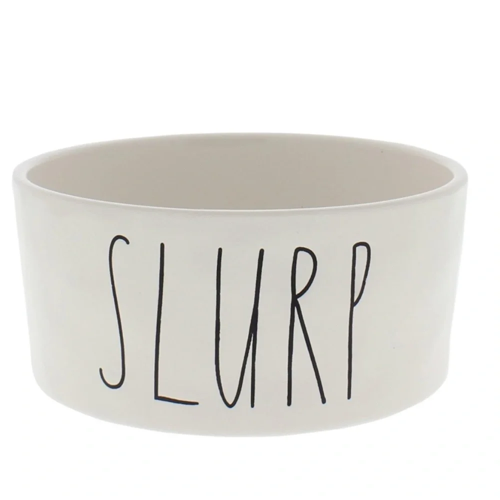 Rae Dunn Magenta Ceramic Dog “SLURP” Bowl